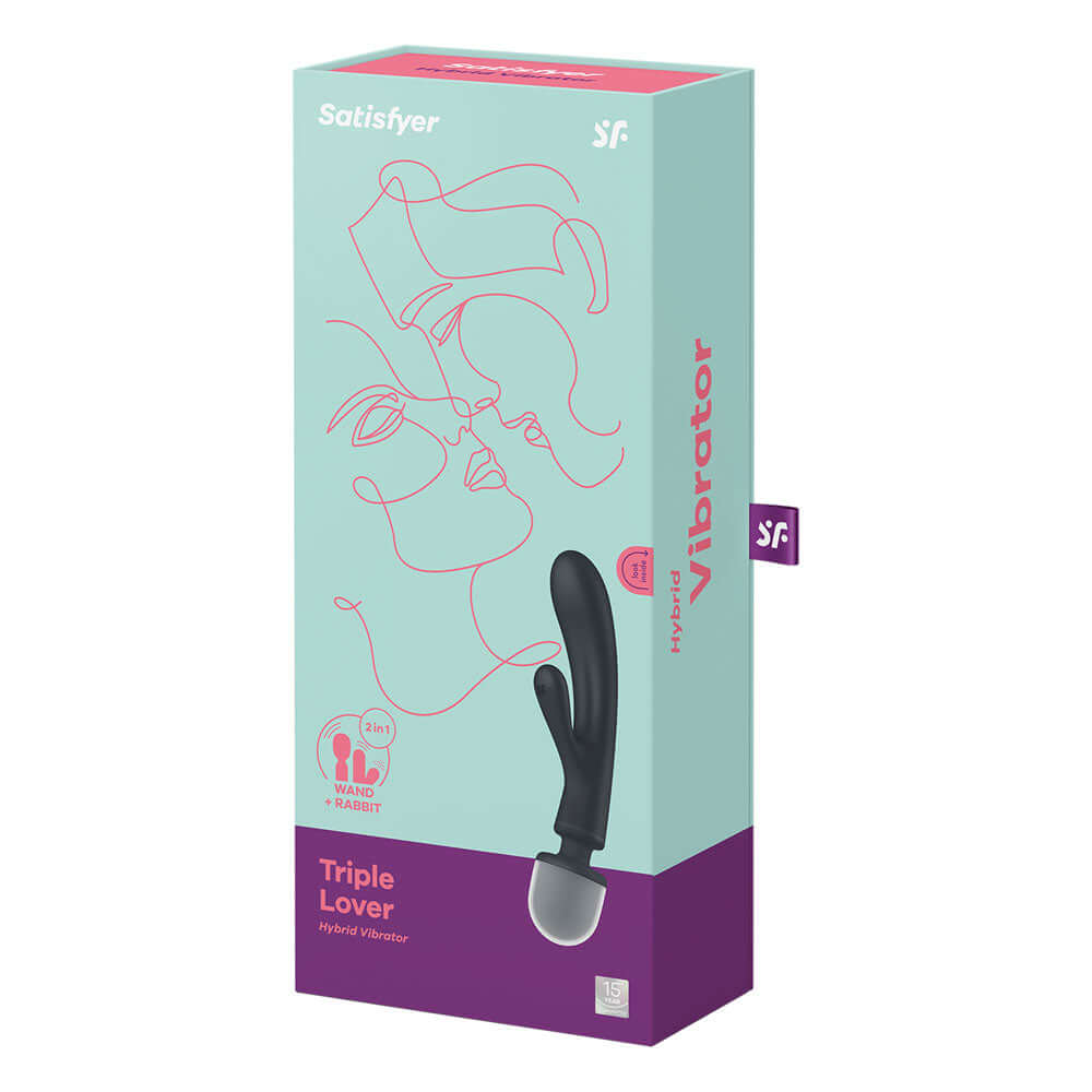 Satisfyer Triple Lover - Grey USB Rechargeable Rabbit Vibrator and Massage Wand